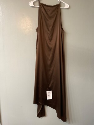Blank Brown asymmetrical dress sz small 95% polyester 5 % spandex NWT | eBay