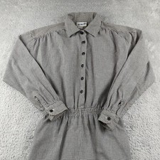 Vintage Oshkosh Jumpsuit Womens 6 Black White Houndstooth Prairie Button Romper