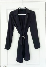 SHEIN dress size S black wrap tie waist longsleeve lapel collar longsleeve