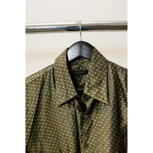 Valentino Silk Button Up Shirt Green Size 40 Men's - Picture 5 of 6