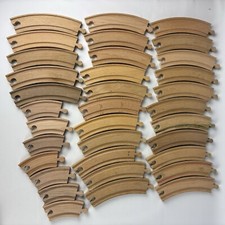 Wooden Train Track Lot Short Long Wood Curved Thomas Railway Compatible 34 pcs