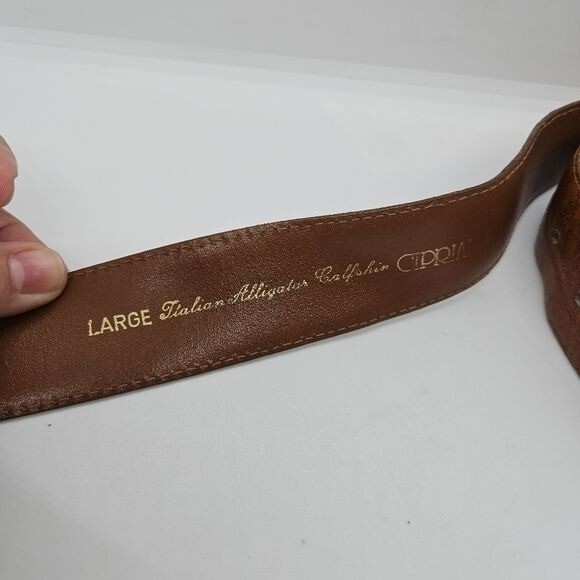 Cipriani Italian Alligator Calfskin Designer Belt, Brown, Size Large 1\