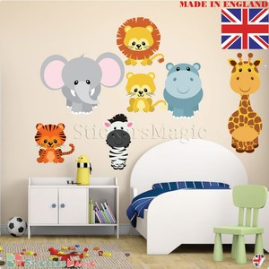 Kids room wall stickers animals childrens nursery safari zoo jungle ... Wall stickers per bambini