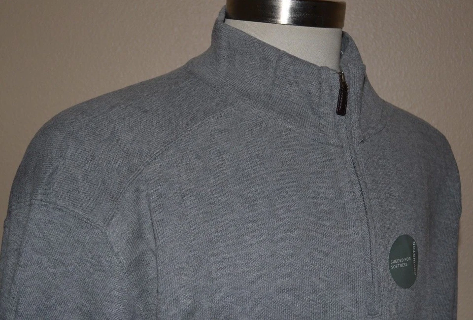 COVINGTON Gray 100% Cotton Mock Pullover 1/2 Zip Sweater Men's XXL 50-52 NWT - Image 3 of 4