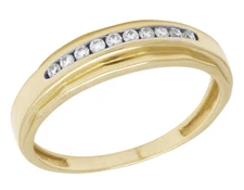 Men's Real Diamond 1 Row Channel Wedding Band Ring 10K Yellow Gold 0.22 CT 5MM