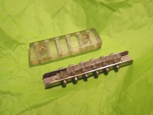 vintage 1960's clear Lucite bridge + tailpiece for solid body electric parts usa