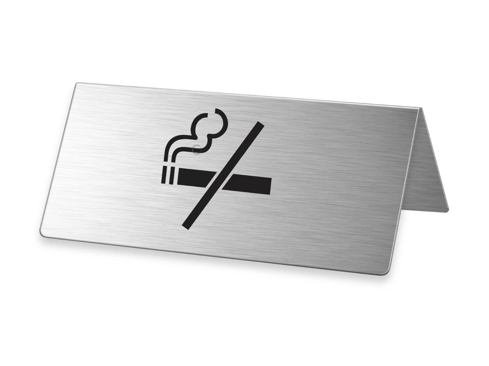 Tischschild - Rauchen verboten Aufsteller Tischaufsteller Edelstahl 85x40 mm - Bild 1 von 1