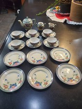 Children's Porcelain Tea Set Creamer Sugar Plates Vintage Made in Japan 21 Pcs