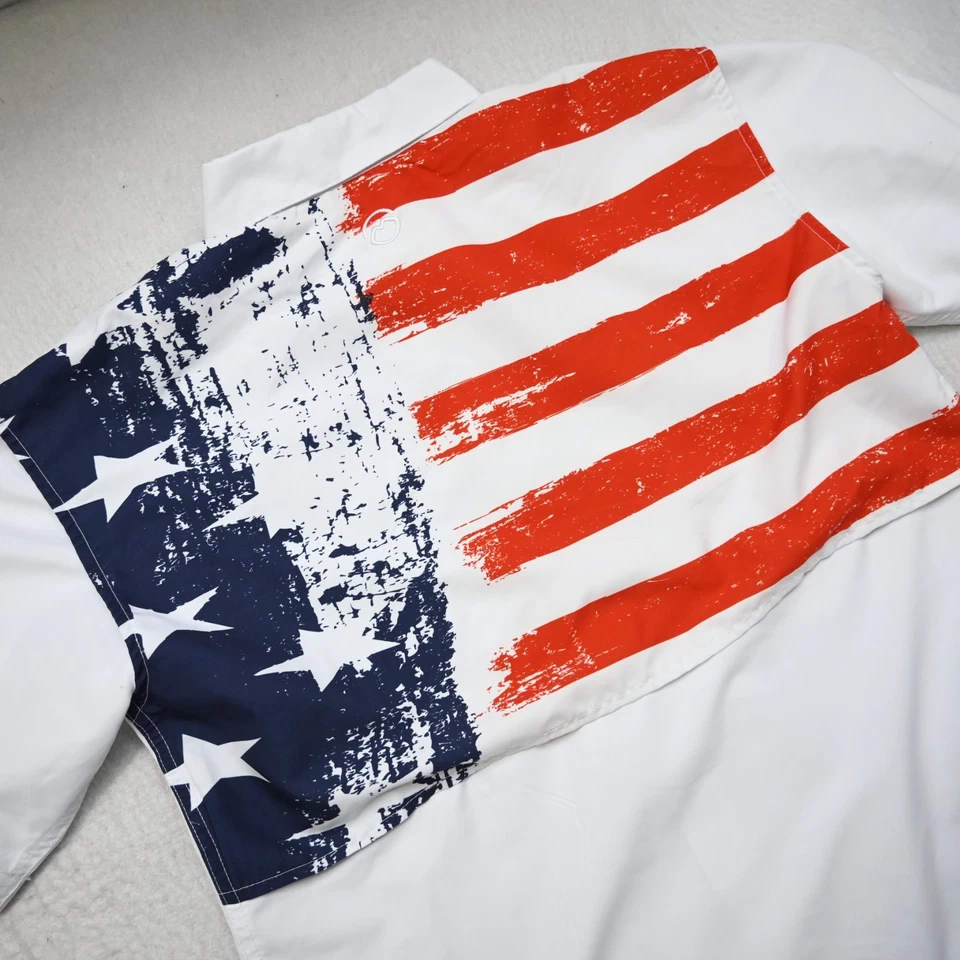 Magellan USA American Flag Vented Fishing Shirt Relaxed Short Sleeve Mens Small - Image 2 of 4