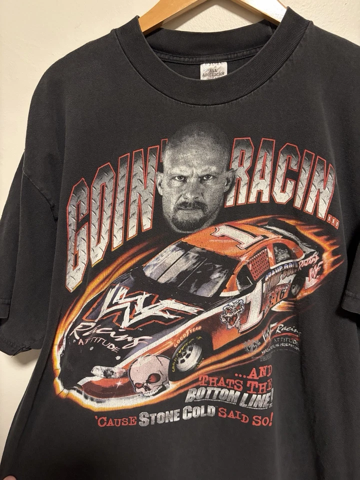 Vintage 90s WWF Stone Cold Steve Austin Goin Racin Wrestling NASCAR T Shirt XL - Image 3 of 4