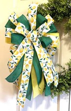 10 " x 20 " Spring / Summer Lemon wired Bow for Wreath Lantern Basket  71 B rb