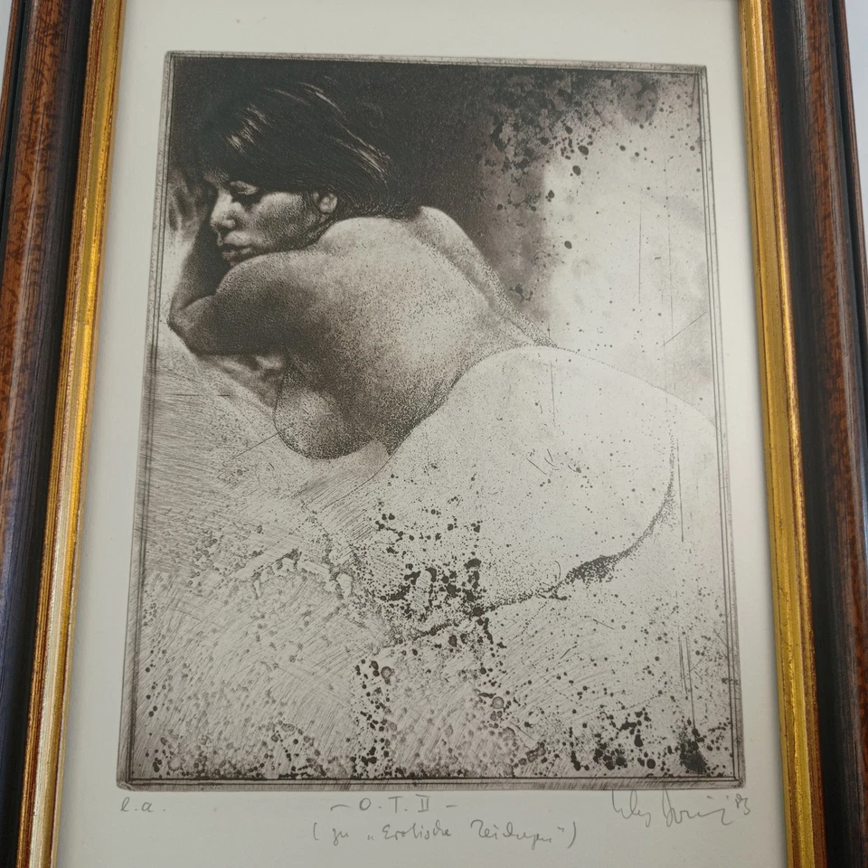 Original Klaus Böttger Akt 1983 signiert hinter Glas Épreuve d'artiste ( e.a.) - Bild 4 von 4