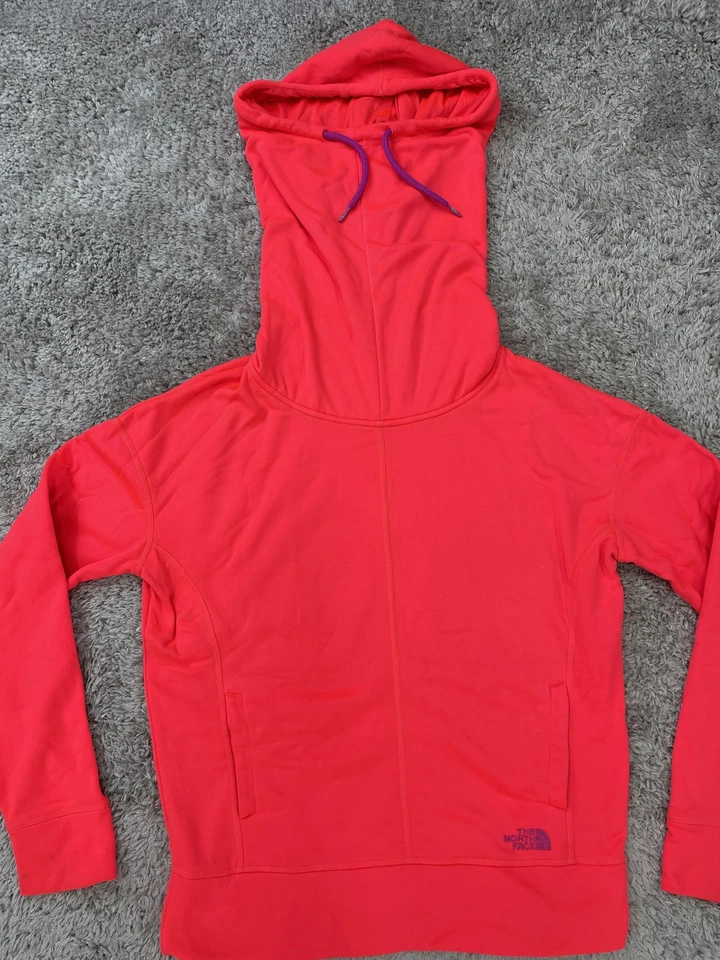 Sudadera con Capucha The North Face Para Mujer Grande Rosa Coral Cuello Alto Forrada de Vellón A5T7 F14 Foto 4 de 4