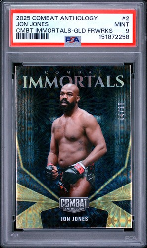 2025 PANINI COMBAT ANTHOLOGY COMBAT IMMORTALS GOLD FIREWORKS JON JONES /10 PSA 9