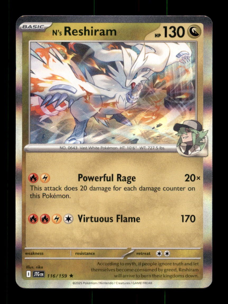N'S RESHIRAM 116/159 R JOURNEY TOGETHER POKEMON HOLO NM/M