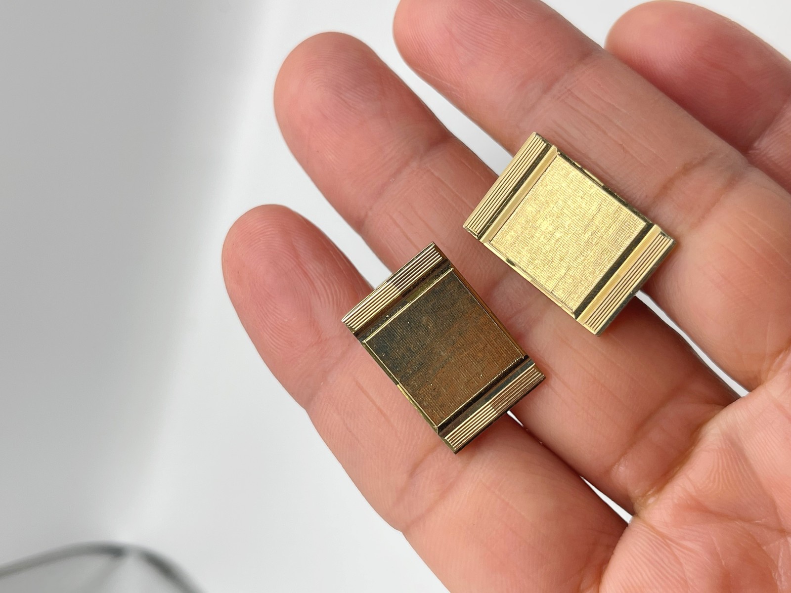 Vintage Gold Tone Rectangular Squared Cufflinks T… - image 8