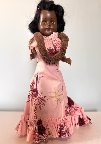 Vintage Lanakila Crafts Miss Hawaii Doll in Pink Hula Dress 1950's Original Box