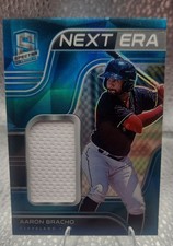 2021 Panini Spectra Next Era Materials Aaron Bracho #NE-AB Neon Blue Prizm 10/50