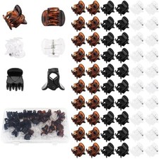 Mini Hair Clips Small Hair Claw Clips Tortoiseshell, Glossy Black, Clear White