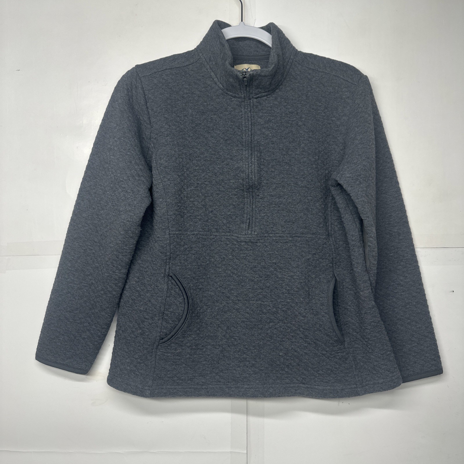 Blue Mountain Sweatshirt Womens M Quilted Quarter Zip Kangaroo Pocket Pullover