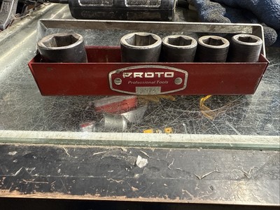 Proto 1/2 Dr 5 Pc Impact Socket Set 1/2 - 7/8'' Flying Lady Metal Tray USA 9974
