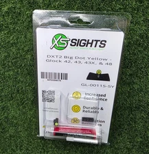 XS Sights #GL-0011S-5Y DXT2 Big Dot Night Set Glock 42 43 43X 48, Yellow
