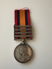 Queens South Africa Medal Manchester RGT CPL Mulready 4 Clasps Good Condition