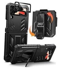  for Samsung Galaxy Z-Flip4 Case: Military Grade Protection Shockproof Black
