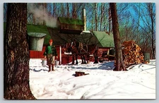 Postcard Vermont Maple Sugar Time Farmer With Bucket 55D
