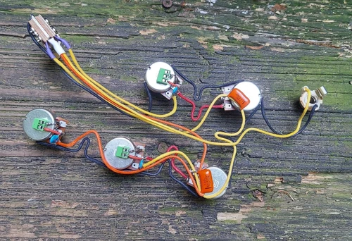 Solderless Big Red Gibson 335 Harness HSH 500k .022 Orange Drops KellingSound