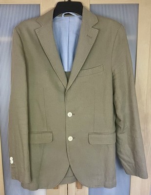 MASSIMO DUTTI Blazer Men's US 36 EU 46 Cotton Linen Casual Career Jacket Preppy