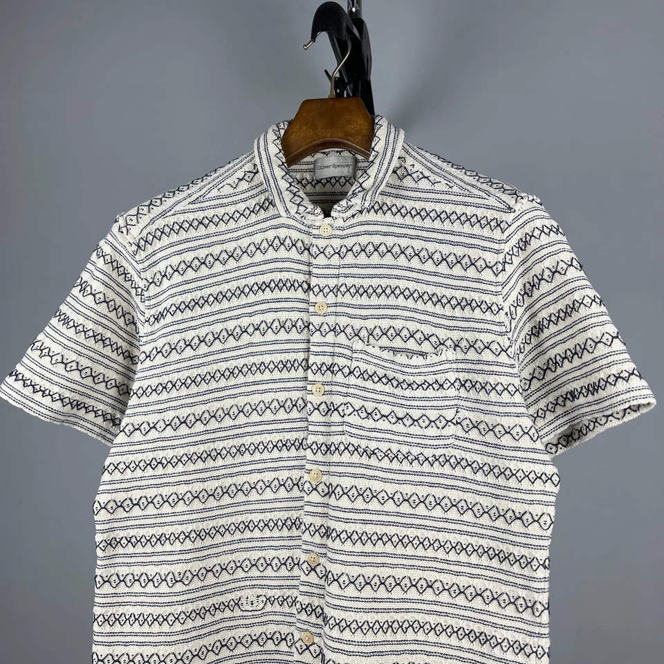 Polo boutonné homme Oliver Spencer en coton tricoté à manches courtes - taille M - Photo 3/4