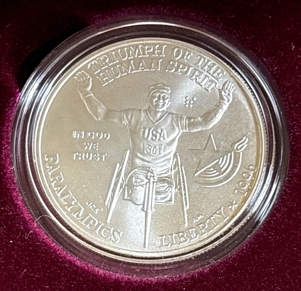 1996 Atlanta Olympics Commem  Silver Dollars-Wheelchair/Tennis 50c Swimming - Image 2 of 4