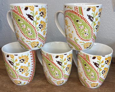 Rachel Ray Paisley Pattern! #K014 Coffee Mugs 5 Piece Set