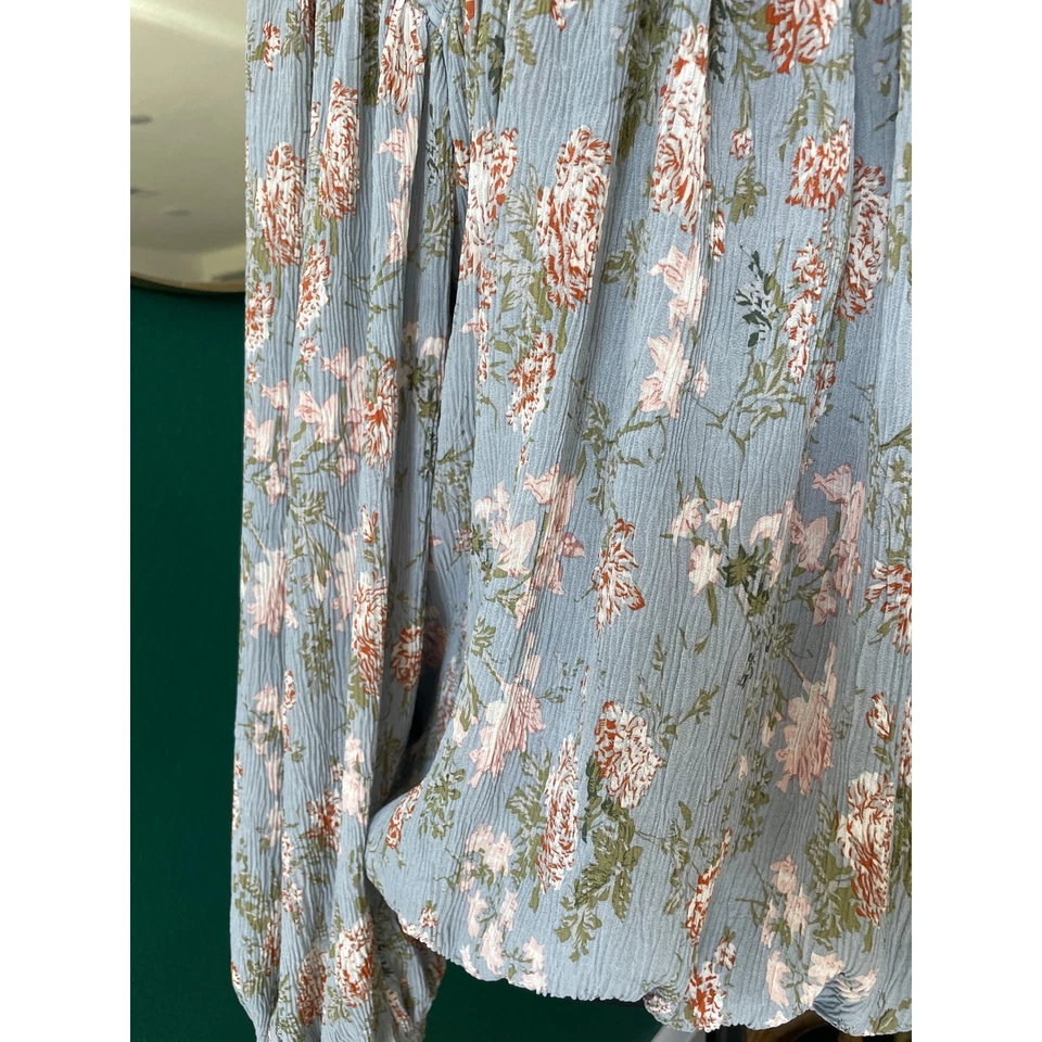 Blusa Campesina Floral Altar'd State Mujer M Azul Romántica Cottagecore Boho Foto 2 de 4