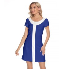 United Style 1960's Stewardess / Flight Attendant Uniform Costume Dress Blue