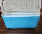 Vintage Pyrex Blue #502B Refrigerator Dish W Ribbed Lid 502C