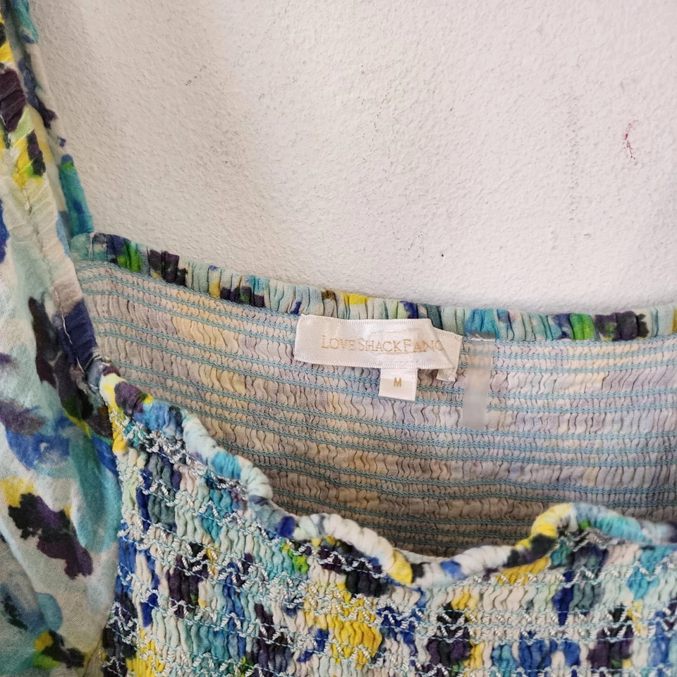 Love Shack Fancy Capri Dress Size Medium Blue Floral - Image 2 of 4