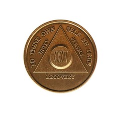 35 Year AA Medallion Traditional Bronze Raised Center Sobriety Chip