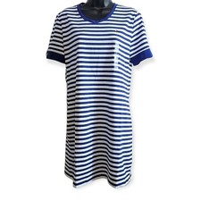 Tommy Hilfiger T-Shirt Dress Small Blue /White Striped Midi