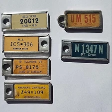 LOT OF 6 ASSORTED DISABLED AMERICAN VETERAN VINTAGE LICENSE PLATE KEYCHAIN TAGS