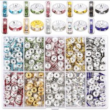 Rondelle Spacer Beads for Jewelry Making, 600 Pieces Rhinestone Spacer Beads