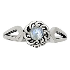 Natural Rainbow Moonstone - India 925 Sterling Silver Ring s.6 Jewelry R-1172