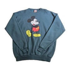 Vintage Disney Designs Mickey Mouse Sweatshirt Adult Large Made in USA Teal 90s
