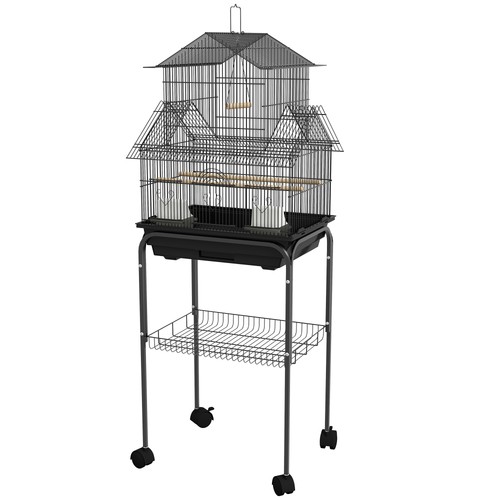 PawHut Metal Bird Cage w/ Perch, Food Container, Handle, for Finch, Refurbished - Afbeelding 11 van 55