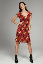 RARE Gianni Versace Couture Red Heart Print Mesh Dress Womens IT 42 US 6 8 ITALY