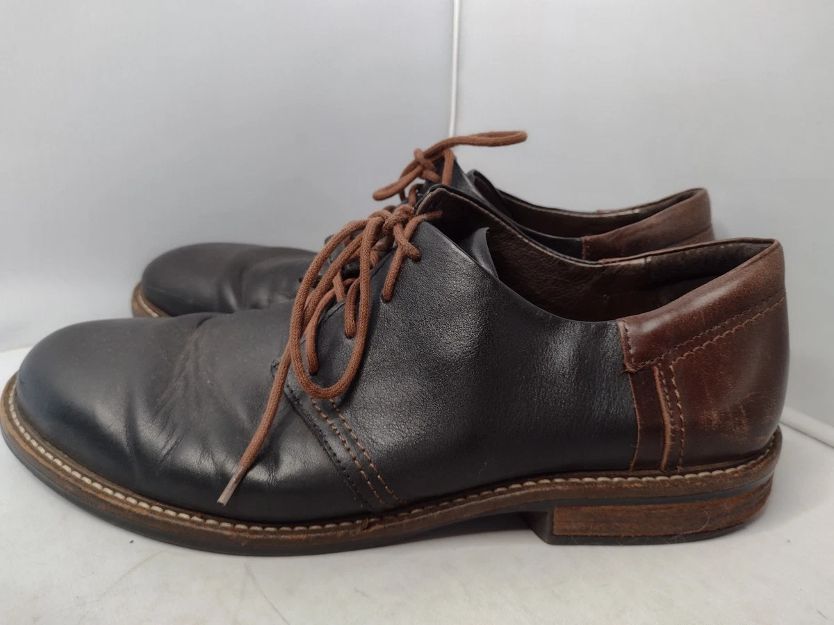 Naot Mens Chief Oxford Size 43 Black Brown Leather Plain Toe 