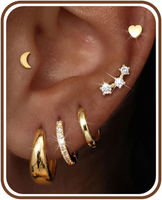 6 Paar Ohrringe Gold Damen Hypoallergene Piercing Ohr Chirurgenstahl Ohrringe Cr