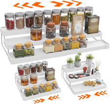 Expandable Spice Rack Organizer for Cabinet - 3 Tier Adjustable Cabinet Spice Or