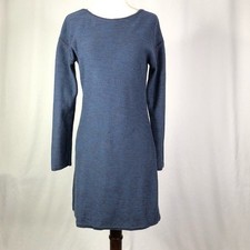 Athleta Retreat sweater dress long sleeves slim fit blue and black heather S